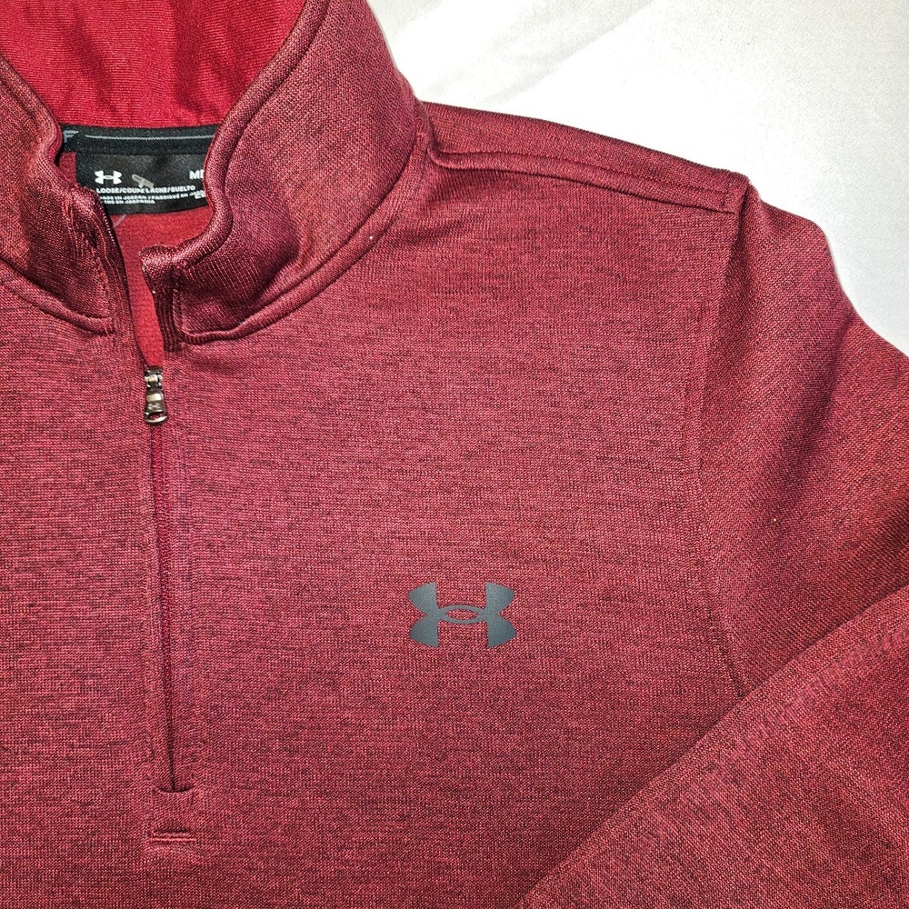 Under Armour Men's Medium Burgundy Quarter Zip Pullover Loose Fit ColdGear - Picture 5 of 5